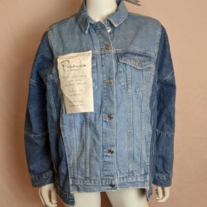 Patchwork by Stradivarius Oversized Two Tone Wash Denim Jacket size Small